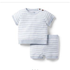 Janie and Jack striped sweater shorts set baby 3-6m blue white stripe cotton nwt